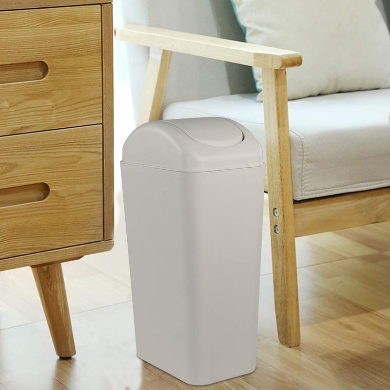 Obstnny Slim Plastic Trash Can for Narrow Spaces at Home or Office, 14L Capacity - Image 3